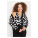 Trendyol Curve Black Floral Openwork Knitwear Cardigan -Top 2-Piece Suit