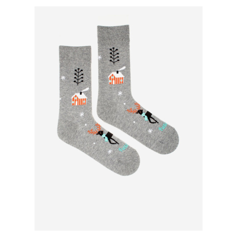 Šedé dámské vzorované ponožky Fusakle Jelene na snehu