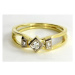 Prsten ze žlutého a bílého zlata s diamanty 0027 + DÁREK ZDARMA
