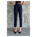 67537 Dewberry Skinny Leg Belted Women Trousers-NAVY