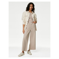 Béžové dámské zkrácené wide fit džíny s vysokým pasem Marks & Spencer