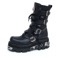 boty kožené dámské - Basic Boots Black - NEW ROCK - M.373-S4