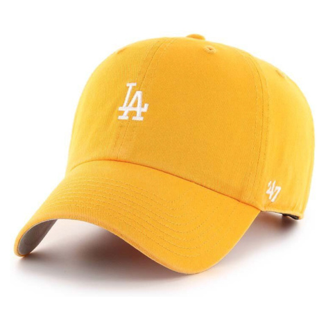 Bavlněná baseballová čepice 47brand MLB Los Angeles Dodgers žlutá barva, s aplikací 47 Brand