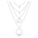 Stříbrný náhrdelník 925 - čtyři řetízky s přívěsky, kruhy a srdíčka, nápisy