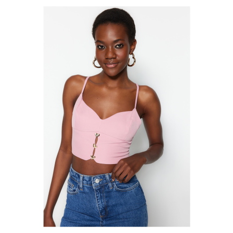 Trendyol Pink Crop Lined Bustier with Woven Accessories