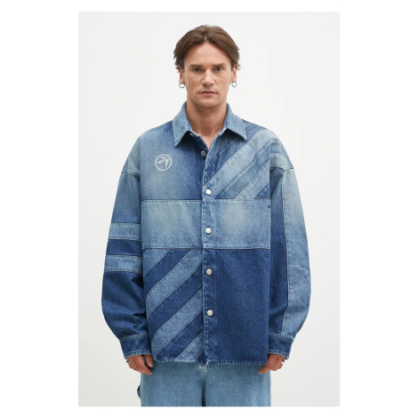 Košilová bunda AMBUSH Patchwork Denim Shirt Vintage modrá barva, oversize, BMYD003F24DEN0014400