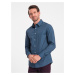 Ombre Men's cotton patterned SLIM FIT shirt - blue
