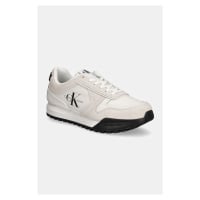 Kožené sneakers boty Calvin Klein Jeans TOOTHY RUNNER IRREGULAR LINES bílá barva