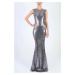 Dámské šaty značky bez rukávů dlouhé stříbrné Stříbrná / XL & model 15043048 - SOKY&#38;SOKA