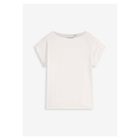 Viskózové tričko s krajkou Bonprix