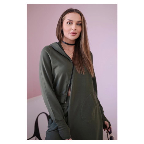 Set mikiny s delší stranou khaki Kesi