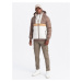 Colorful retro men's sports jacket - beige and white V2 OM-JALP-0175