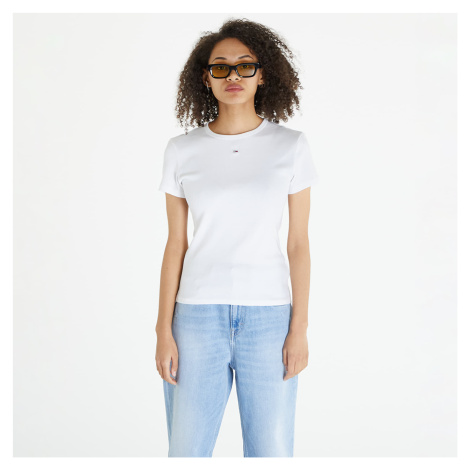 Tommy Jeans Slim Essential Rib Short Sleeve Tee White Tommy Hilfiger