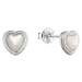 Evolution Group Stříbrné náušnice pecky srdce s perleťovým zirkonem 11433.1 perleť