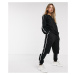 ASOS DESIGN tracksuit sweat / basic jogger with tie with contrast binding in organic cotton-Blac