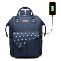Kono Přebalovací batoh na kočárek Polka s USB portem - modrý s puntíky