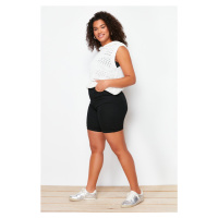 Trendyol Curve Black Non-Fading High Waist Flexible Skinny Shorts