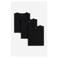 H & M - Tričko Slim Fit 3 kusy - černá