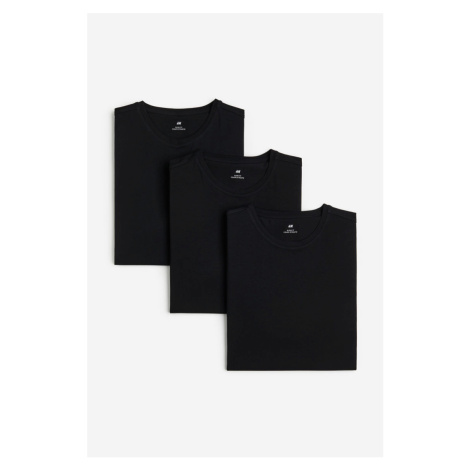 H & M - Tričko Slim Fit 3 kusy - černá H&M