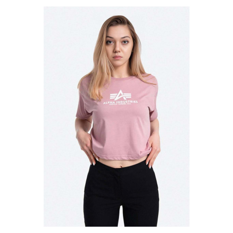 Bavlněné tričko Alpha Industries Basic Tee růžová barva, 116050.397-pink