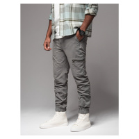 Ombre Men's jogger pants with cargo pockets and print - gray