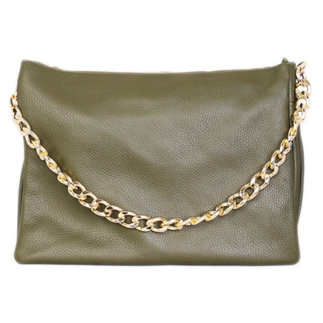 Dámské zelené luxusní kožené kabelky se zlatým kovaním Petra