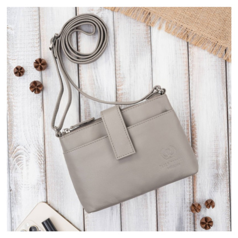 Dámská kožená taška přes rameno, malá městská Peruzzi; šedá