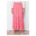 Trendyol Pink Floral Patterned Woven Skirt