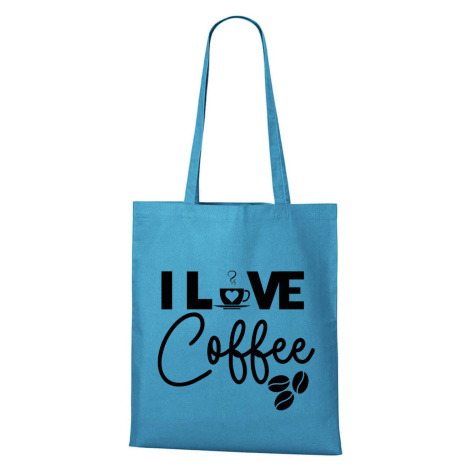 DOBRÝ TRIKO Bavlněná taška s potiskem I love coffee Barva: Tyrkysová