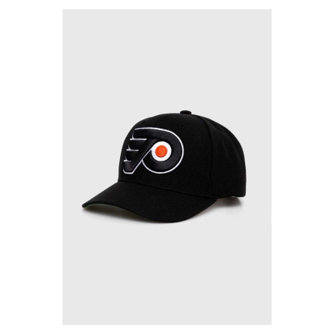 Kšiltovka Mitchell&Ness NHL PHILADELPHIA FLYERS černá barva, s aplikací