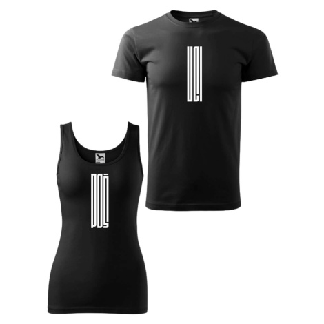 DOBRÝ TRIKO Tílko a tričko pro pár s potiskem POŠ-UCI Barva: Černé pánské tričko + Černé dámské 
