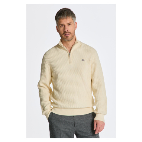 SVETR GANT COTTON TEXTURE HALFZIP bílá