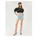 Koton Off-the-Shoulder Crop Blouse with Balloon Sleeves