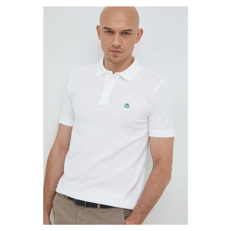 Bavlněné polo tričko United Colors of Benetton bílá barva