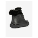 Černé dámské kotníkové kožené boty s umělým kožíškem Geox Dalyla