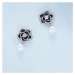GRACE Silver Jewellery Stříbrné náušnice s perlou Kamélie - stříbro 925/1000 E-BSE706/101 Černá
