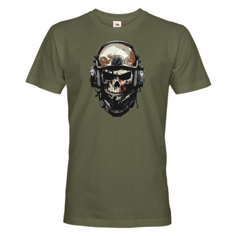 Pánské tričko s potiskem lebky a vojáka - skvělé military tričko BezvaTriko