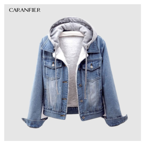 Dámská džínová bunda s odnímatelnou kapucí CARANFLER