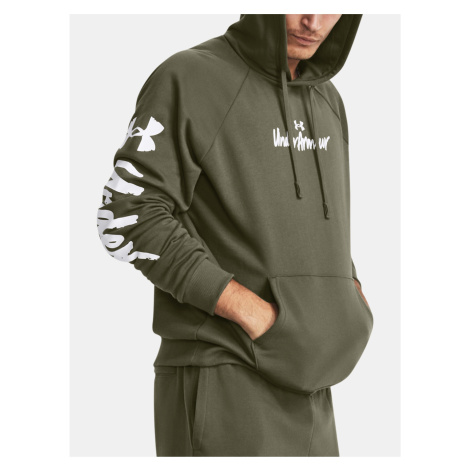 Khaki mikina Under Armour UA Rival Fleece Graphic HD