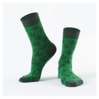 Tmavě zelené dámské ponožky s listy