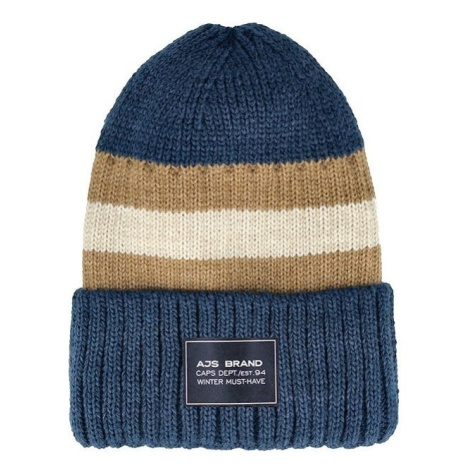 Chlapecká čepice AJS 48-408 Béžovo-modrá