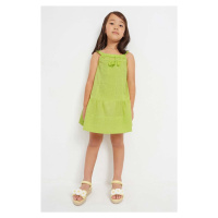 Dětské bavlněné šaty Mayoral zelená barva, midi