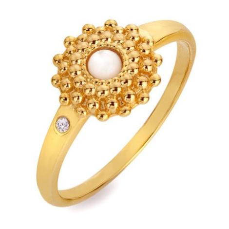 Hot Diamonds Krásný pozlacený prsten s diamantem a perletí Jac Jossa Soul DR280