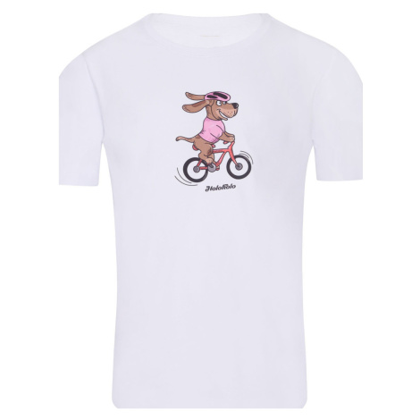 NU. BY HOLOKOLO Cyklistické triko s krátkým rukávem - PEDAL POWER - bílá