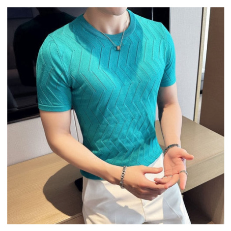 Pánské svetrové tričko s děrovanými vzory JFC FASHION