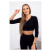 Žebrovaný crop top set v černé barvě