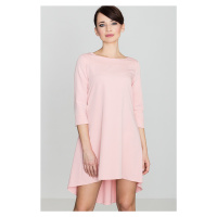 Růžové šaty s asymetrickou sukní Pudrová
