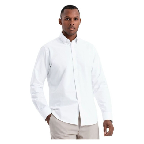 Ombre Pánská košile s dlouhým rukávem Cottonflight Bílá