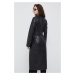 Kožený kabát Calvin Klein dámský, černá barva, přechodný, bez zapínání