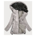 Béžová dámská bunda s barevnou kapucí (7722)